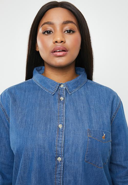 POLO - Plus size eva denim shirt - blue