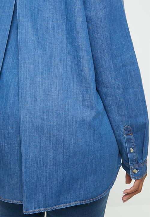 POLO - Plus size eva denim shirt - blue