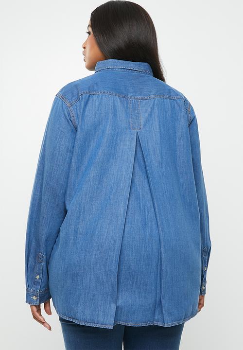POLO - Plus size eva denim shirt - blue