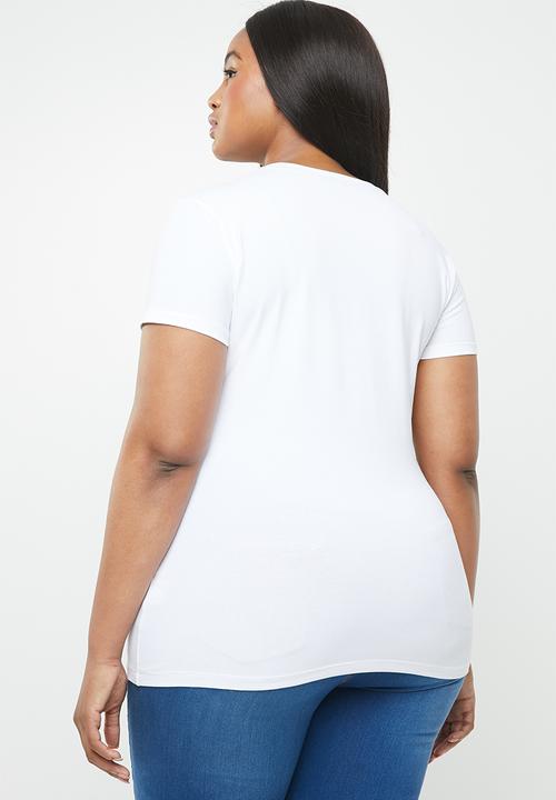 POLO - Plus size alana printed tee - white