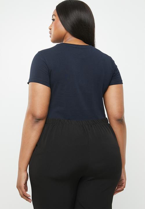 POLO - Plus size blaire short sleeve printed tee - navy
