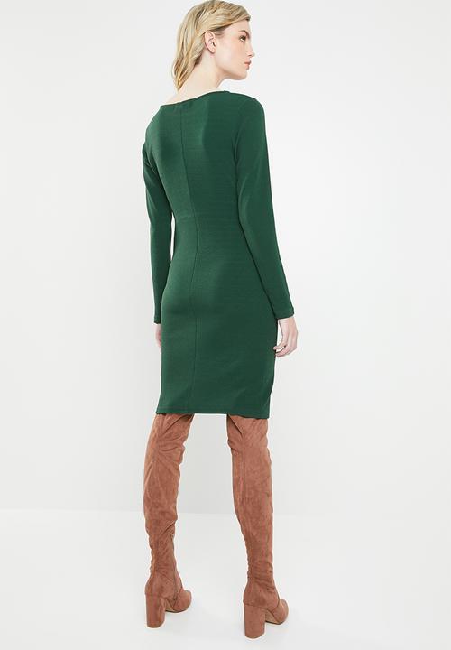 Superbalist - Tie front bodycon - green