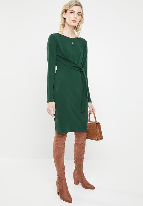 Superbalist - Tie front bodycon - green