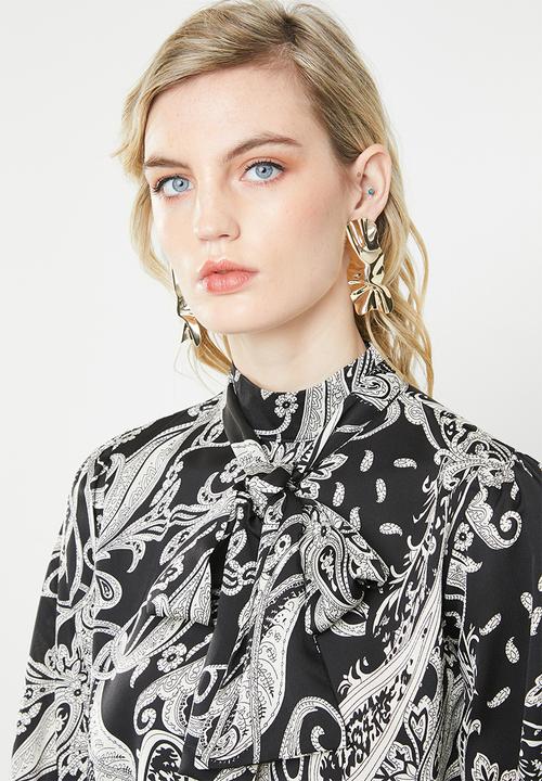 Superbalist - Kitty bow blouse - black & cream 