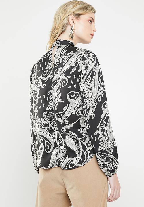 Superbalist - Kitty bow blouse - black & cream 