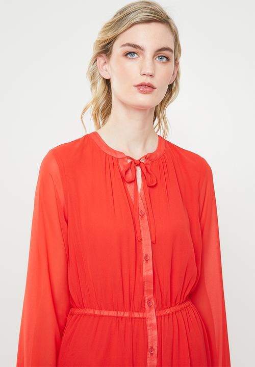 ONLY - Star maxi chiffon dress - orange 