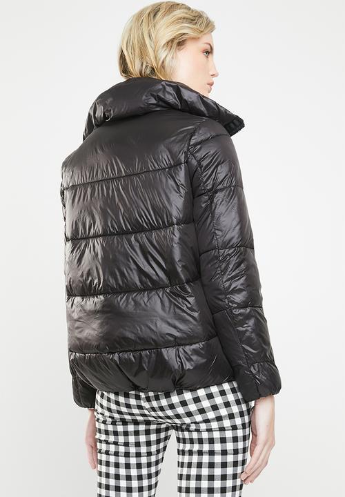 MANGO - Quilted turtleneck puffer - black
