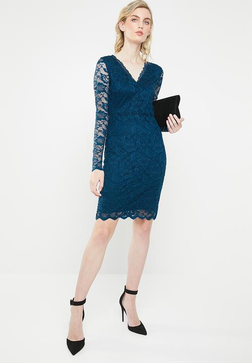 Vero Moda - Lucia long sleeve lace dress - navy