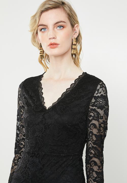 Vero Moda - Lucia long sleeve lace dress - black