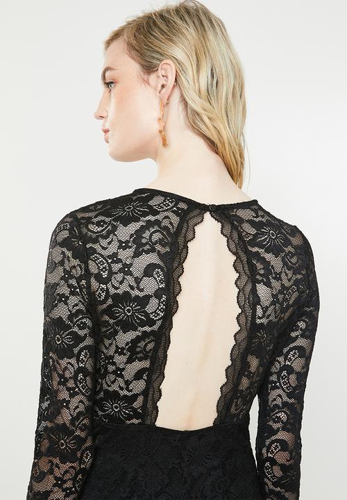 Vero Moda - Lucia long sleeve lace dress - black