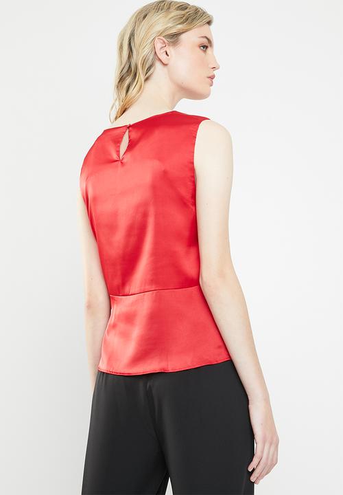 Vero Moda - Lush sleeveless bow top - red