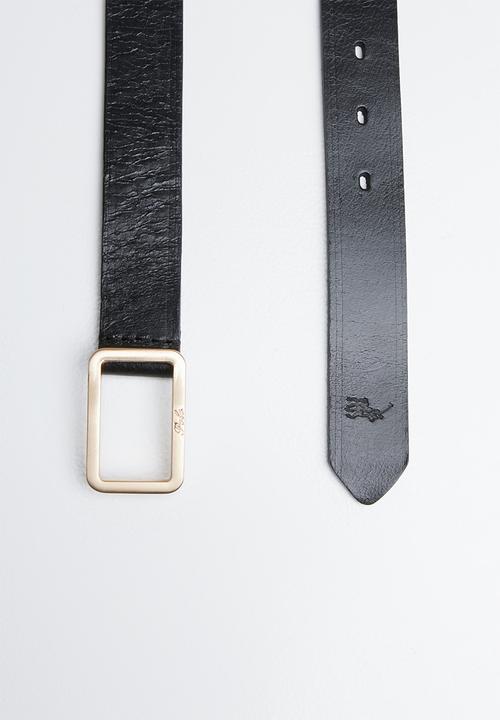 POLO - Leather Alice belt - black