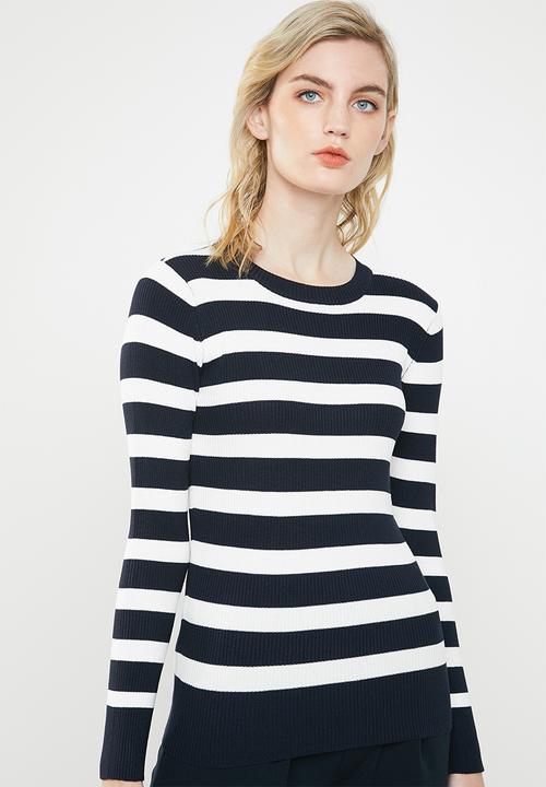 Jacqueline de Yong - Aspen treats stripe jersey - navy & white