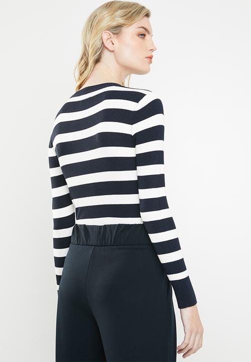 Jacqueline de Yong - Aspen treats stripe jersey - navy & white