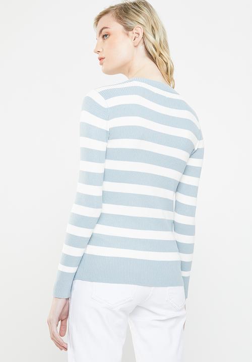 Jacqueline de Yong - Aspen treats stripe jersey - cream & blue