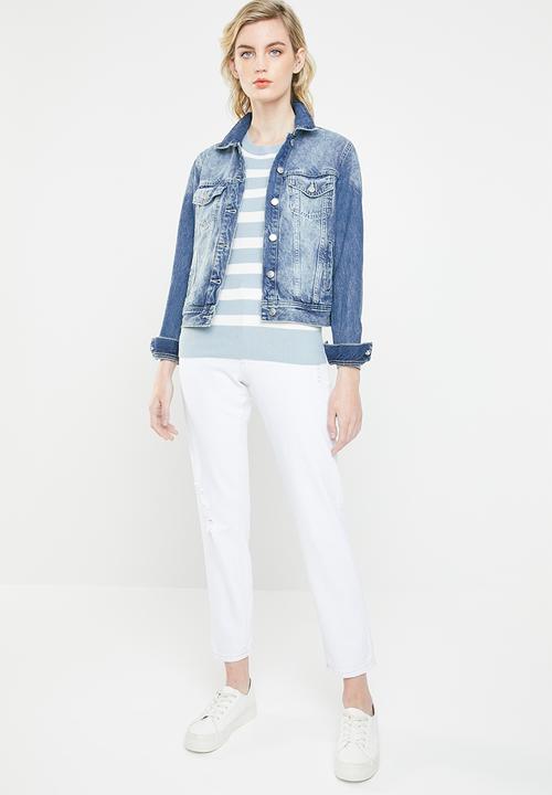 Jacqueline de Yong - Aspen treats stripe jersey - cream & blue