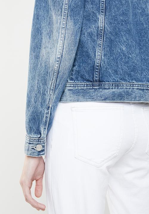 Jacqueline de Yong - Kaily denim embroidery detail  jacket - blue