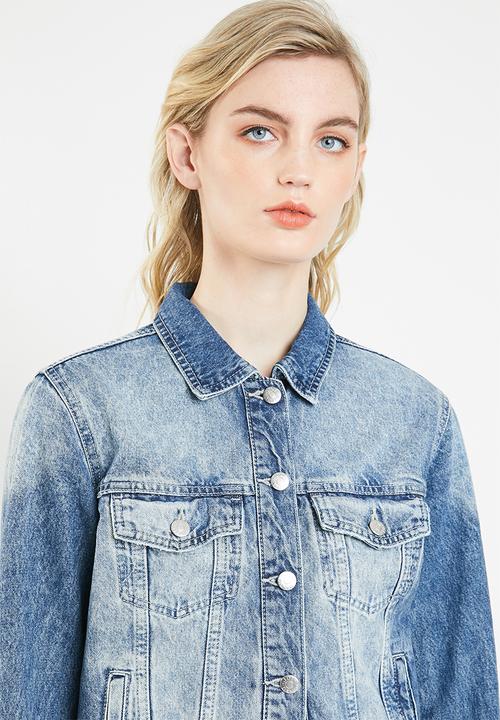 Jacqueline de Yong - Kaily denim embroidery detail  jacket - blue