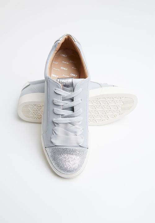 ONLY - Skye glitter toe cap sneaker - grey