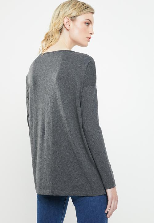 Vero Moda - Malle embellished jersey top - grey