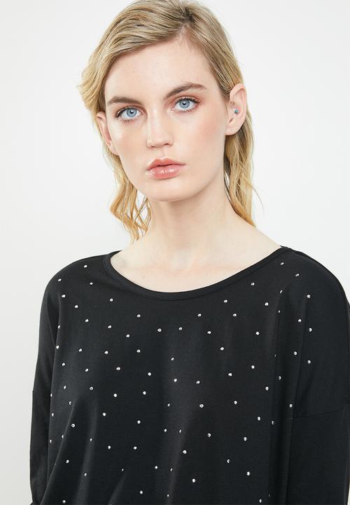 Vero Moda - Malle embellished jersey top - black