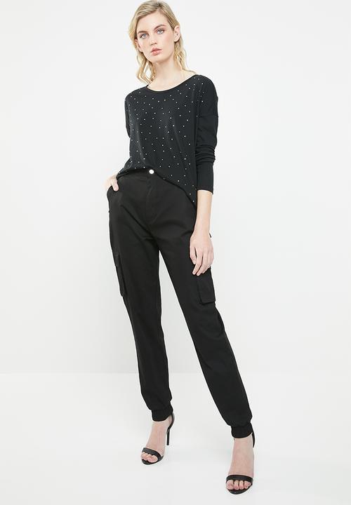 Vero Moda - Malle embellished jersey top - black