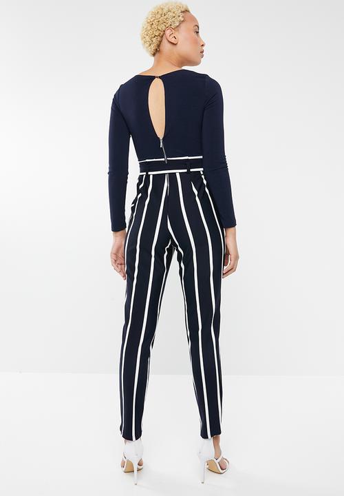SISSY BOY - Paperbag jumpsuit - navy & white