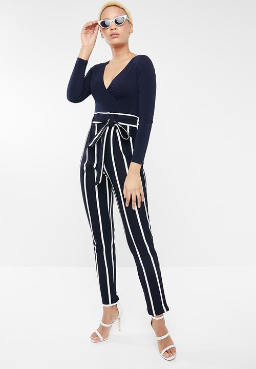 SISSY BOY - Paperbag jumpsuit - navy & white