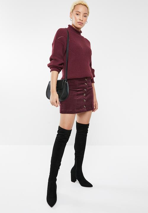 Forever21 - Corduory button through mini - burgundy