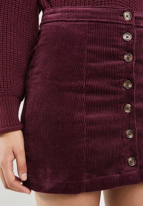 Forever21 - Corduory button through mini - burgundy
