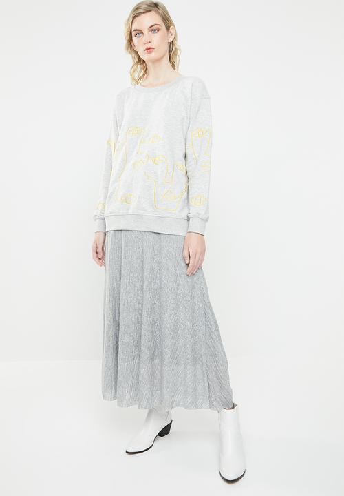 ONLY - Bellis long sleeve O-neck sweat top - grey