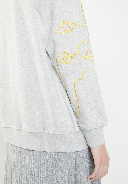 ONLY - Bellis long sleeve O-neck sweat top - grey