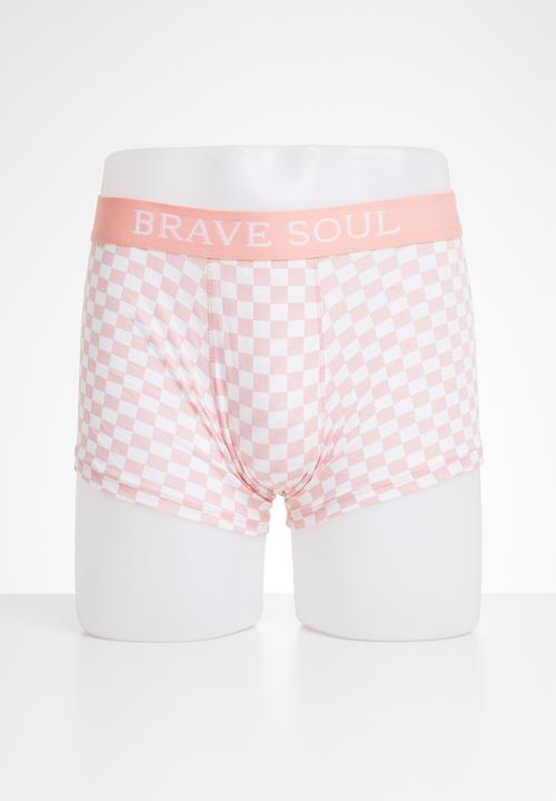 Brave Soul - Squared cotton 2 pack boxers - pink & blue