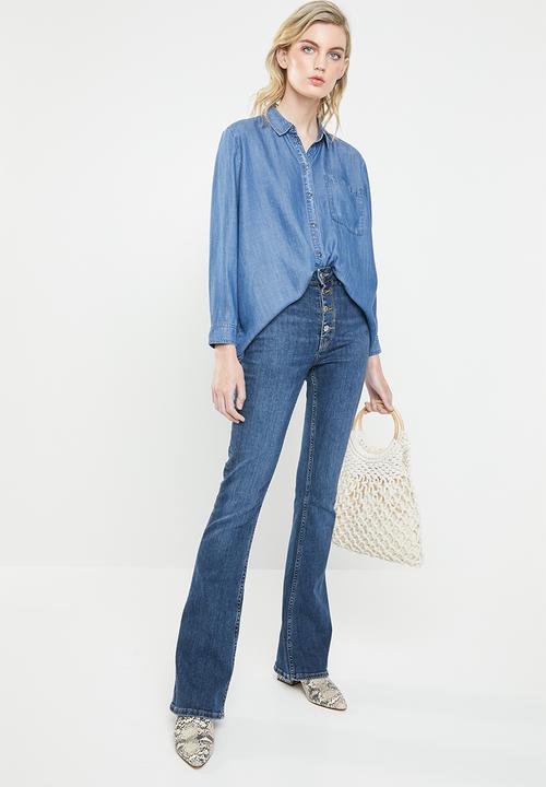 ONLY - Henry 7/8 oversized denim shirt - blue