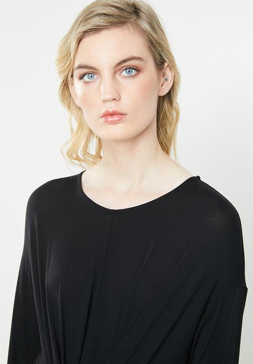 ONLY - Tine long sleeve knot top - black
