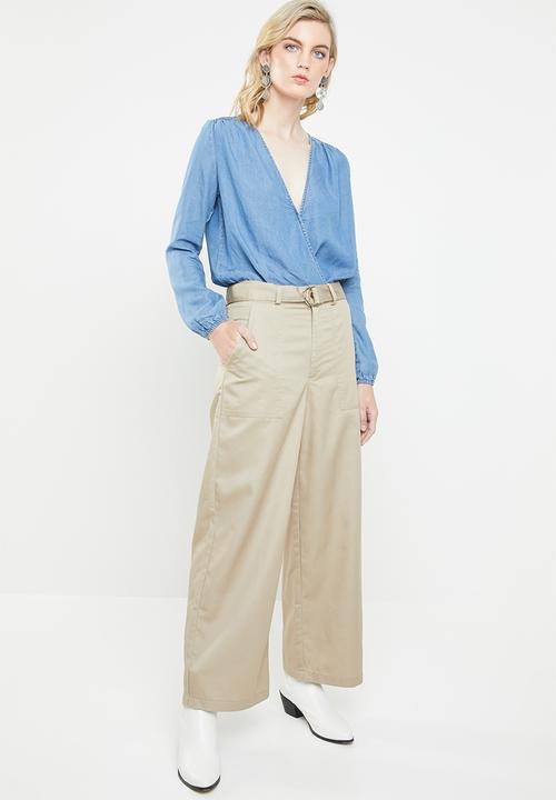 ONLY - Laura long sleeve denim bodysuit - blue