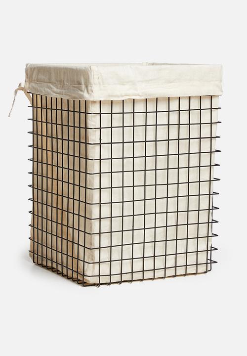 Sixth Floor - Argyle laundry basket - black 