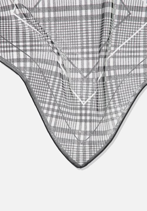 Cotton On - Soho check satin scarf - black & white