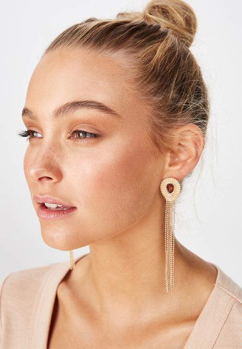Cotton On - Layla baroque earring - gold & red