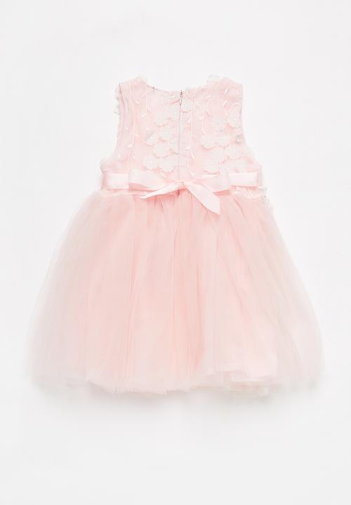 Pop Candy - Mesh Overlay Dress - mid pink