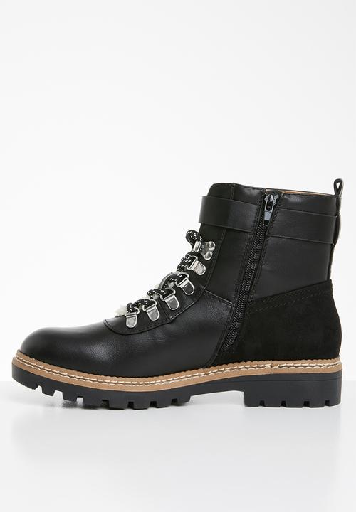 ONLY - Bex buckle lace up bootie - black