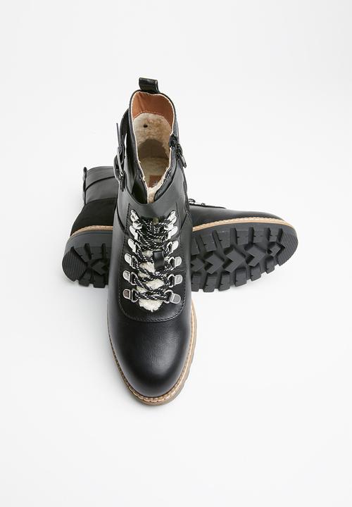 ONLY - Bex buckle lace up bootie - black