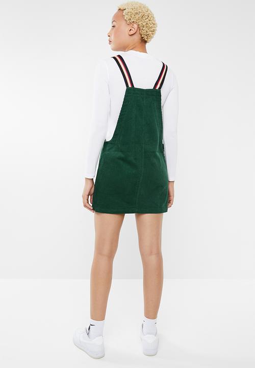 Forever21 - Corduroy pinafore dress with front pocket - green