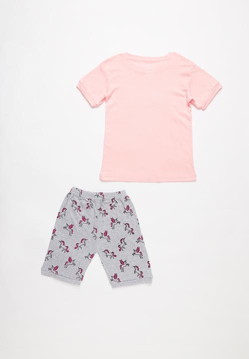 Pop Candy - Unicorn print pj set - pink & grey 