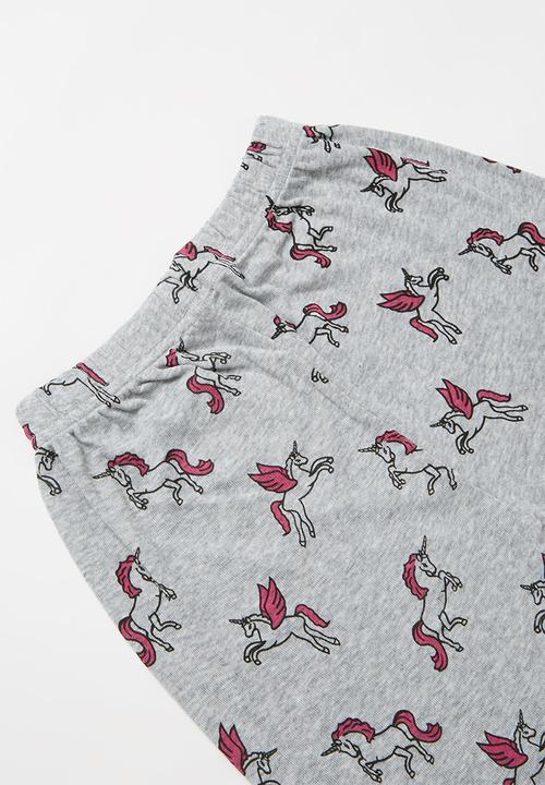 Pop Candy - Unicorn print pj set - pink & grey 