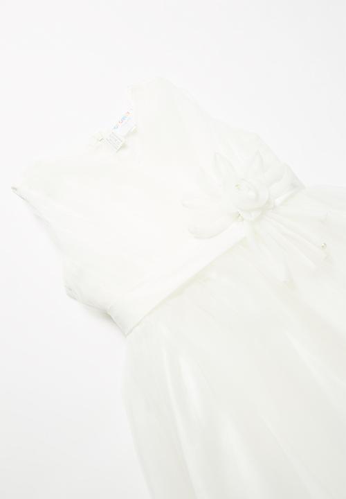 Pop Candy - Chiffon dress with flower detail - white
