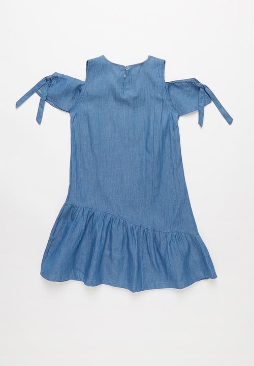 Pop Candy - Cold shoulder denim dress - blue
