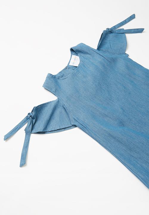 Pop Candy - Cold shoulder denim dress - blue