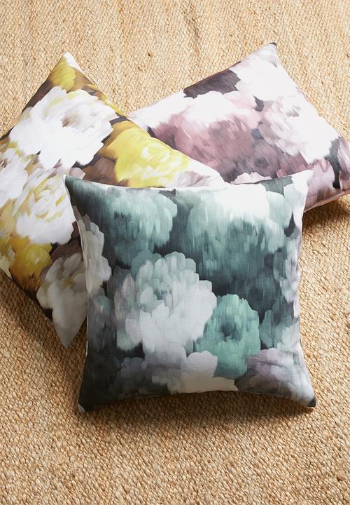 Grey Gardens - Velvet rose cushion cover - teal