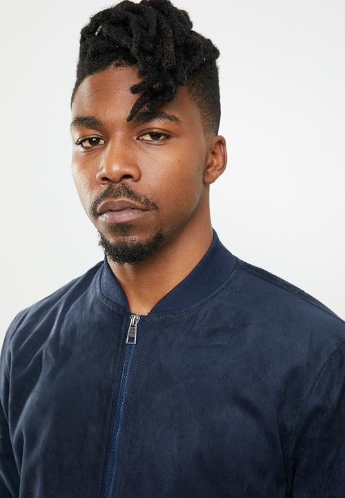 Only & Sons - Elijah faux suede bomber jacket - navy